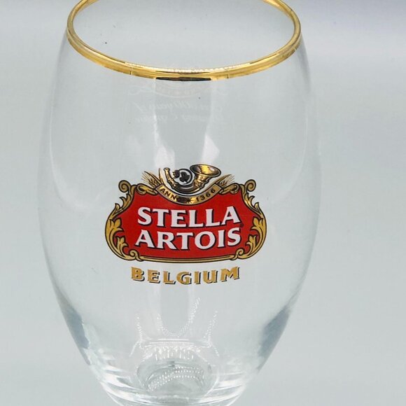 Stella Artois Belgium Stemmed Beer Glassware Clear Stem Length 2" Height 8" READ - Picture 2 of 8